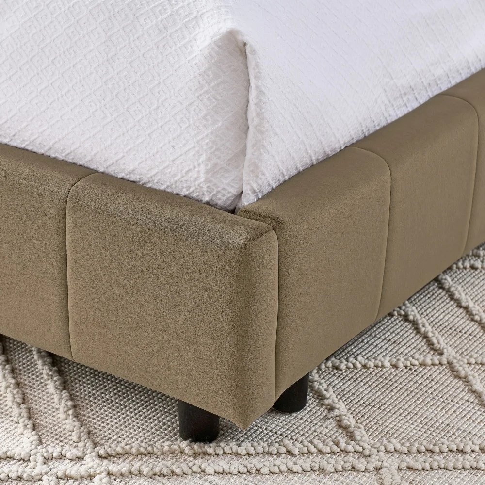 # Full Size Upholstered Tufted Bed Frame Comfortable Backrest Safe Armrests For Bedroom
