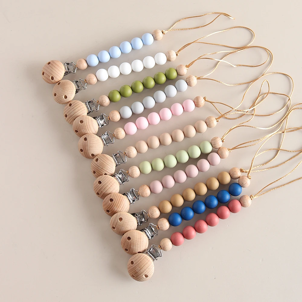 Pacifier Chain Beaded Pacifier Clip Anti-Lost Soother Holder for Babies Infants & Toddlers Colorful