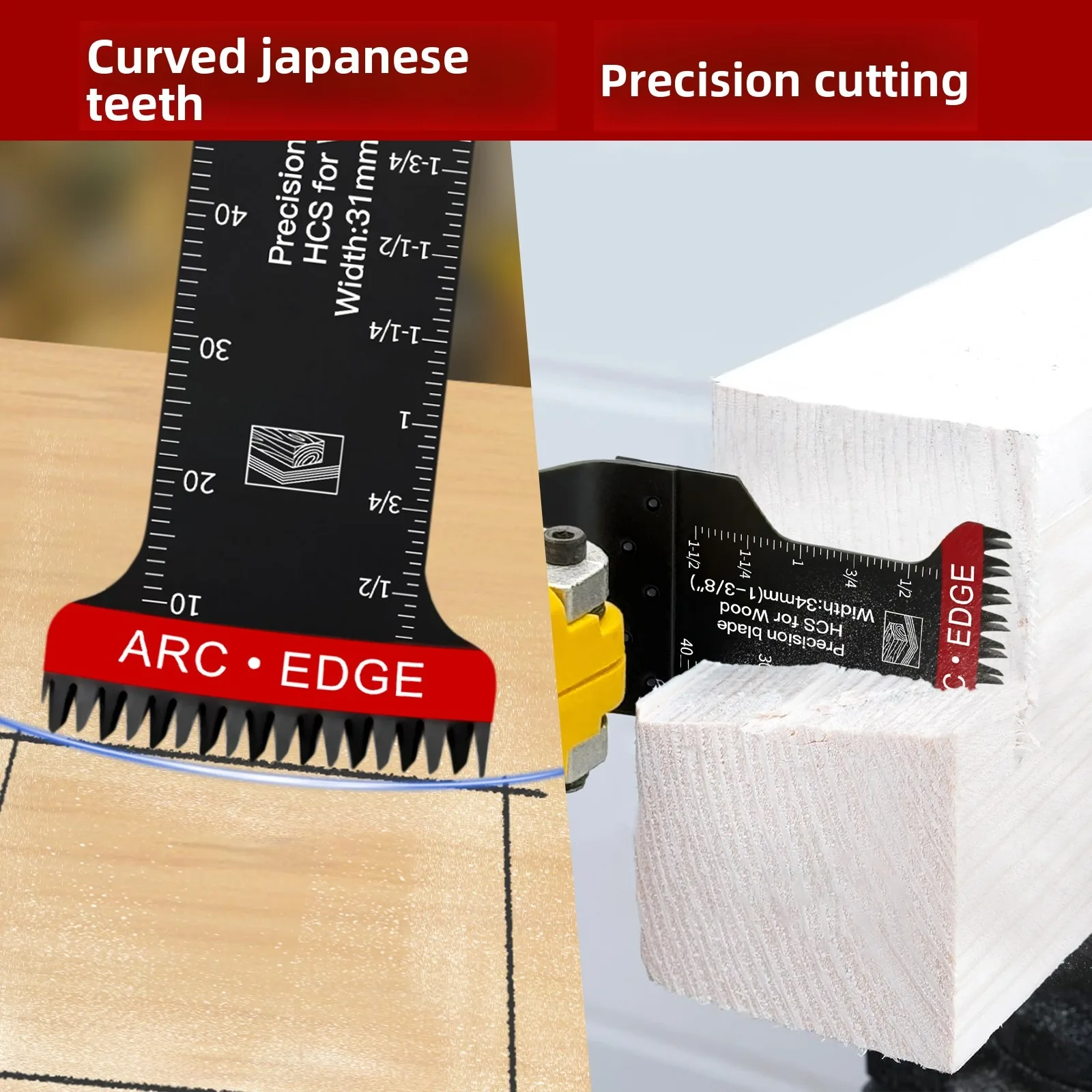 10Pcs Oscillating Saw Blades High Carbon Steel Bi-Metal Curved Edge Multitool Blades Sharp Wear Resistant Cutter Blade