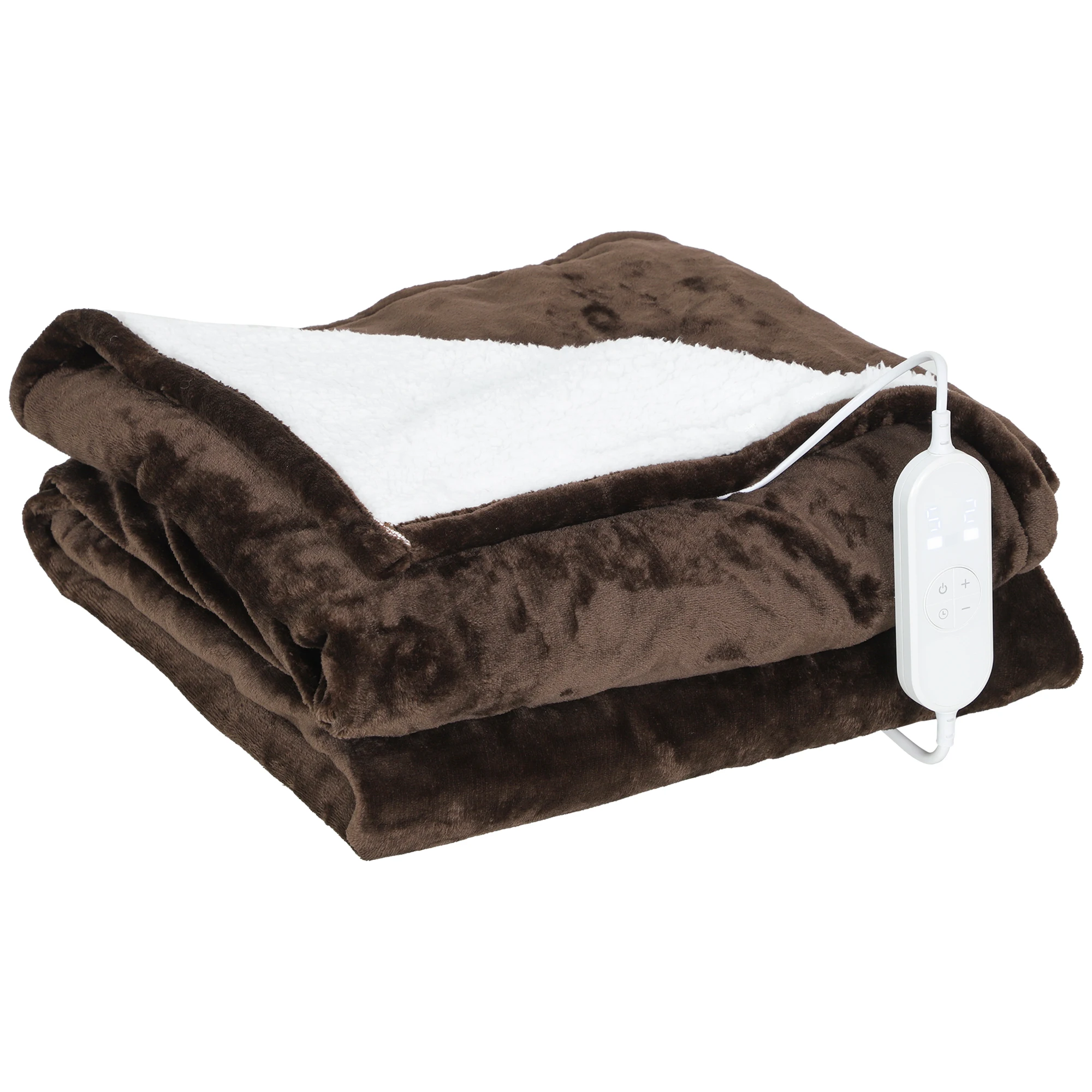 Couverture électrique 180x130 cm, 10 niveaux de température, minuterie lavable en machine, affichage LED