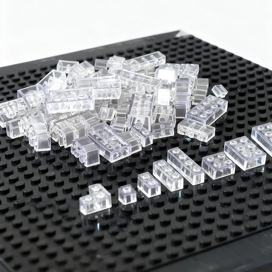 55 Pcs Small Particles Mix Bricks Transparent Clear Thick Brick Model Classic Bulk Parts Building Blocks Gifts Toys for Children