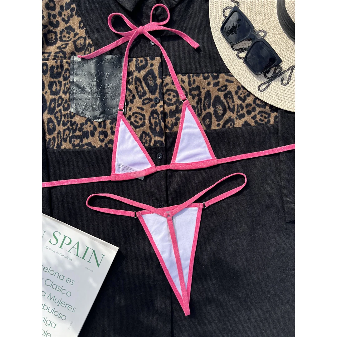 Sexy Glitzer Extreme Mini Micro Tanga Bikini Damen Bademode Zweiteiliges Bikini-Set Badeanzug Badebekleidung Schwimmanzug V4334 – Detail 13