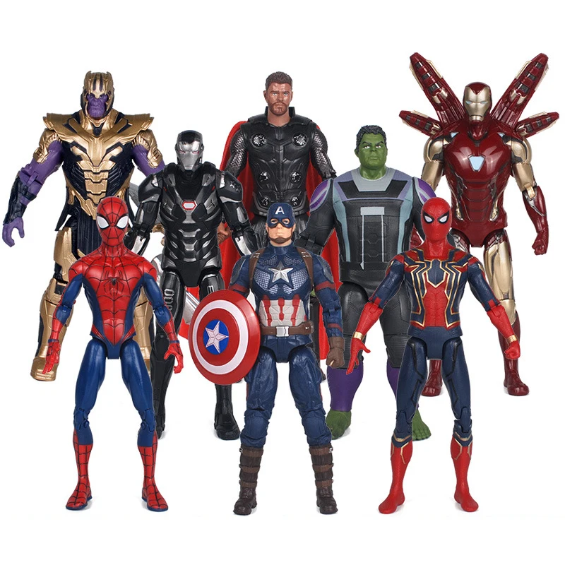 Con Caja, Figuras de Acción de Marvel Avengers Endgame 4, Thor, Capitán América, Iron Man, Spiderman, Thanos, Hulk, Loki, Juguetes Modelo