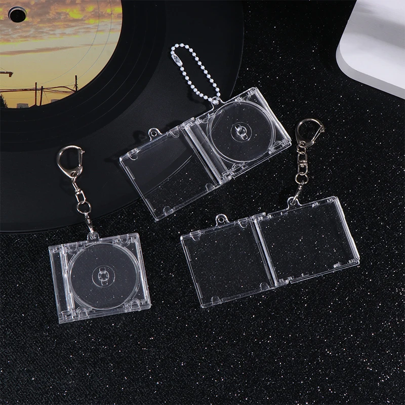 Peripheral Commemorative Blank Album Mini Record Case Keychain CD Player Shaped Key Pendant For DIY Backpack Hanging Decoration