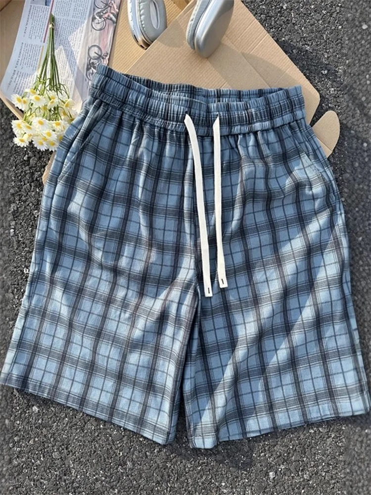 

Cleanfit Blue Qui Dry Cool Feeling Plaid Men's Thin Sport orts Trendy High-End Straight Leg Casual Pants Summer Wear