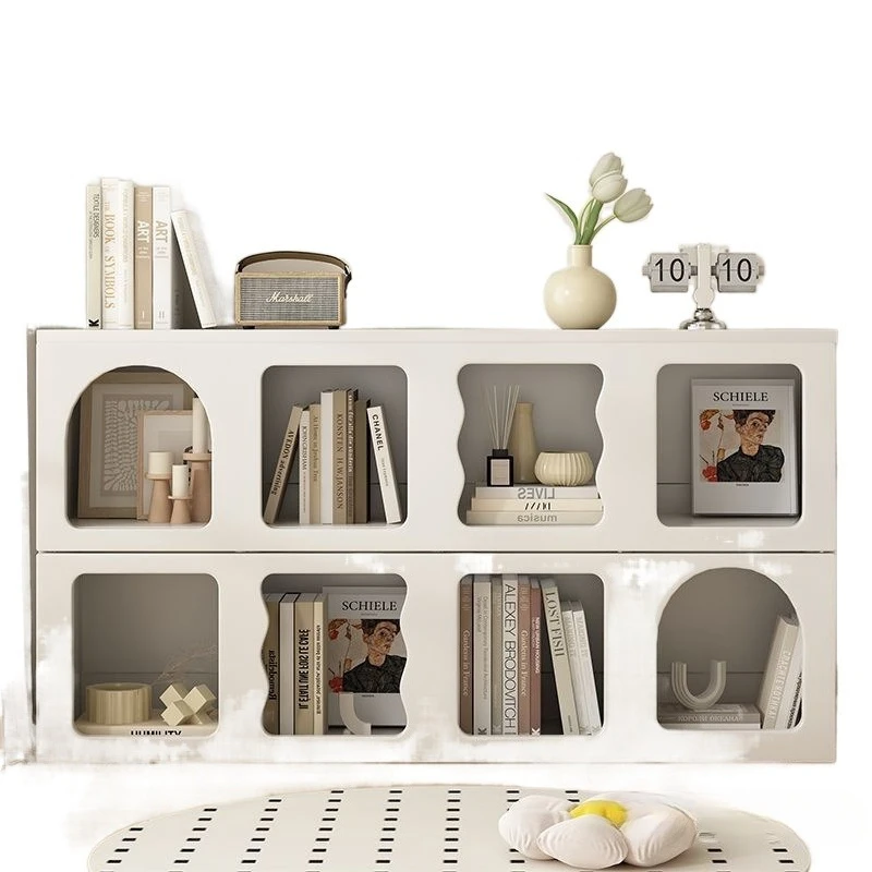 

Cream wind, bookcase, floor, shelf, against wall, storage, display