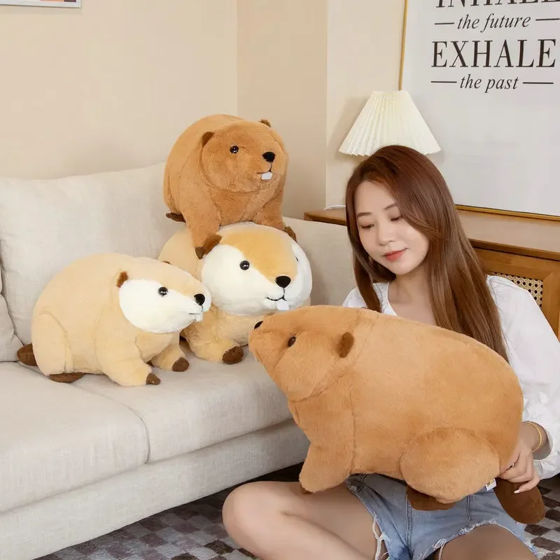 

Hot 1 piece 45cm/60cm cute toy simulation animal doll Kawaii beaver plush pillow filled with soft birthday decoration gift