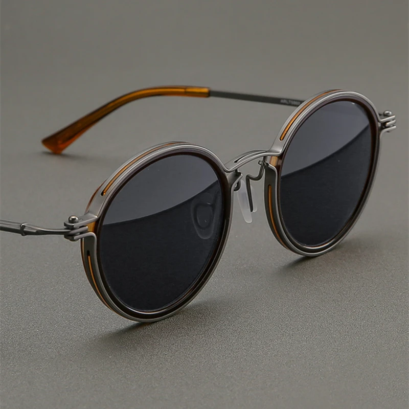Top Quality Vintage Round Polarized Sunglasses for Men Women Retro Titanium Sun Glasses UV400 Anti-ultraviolet Trendy Sunglass