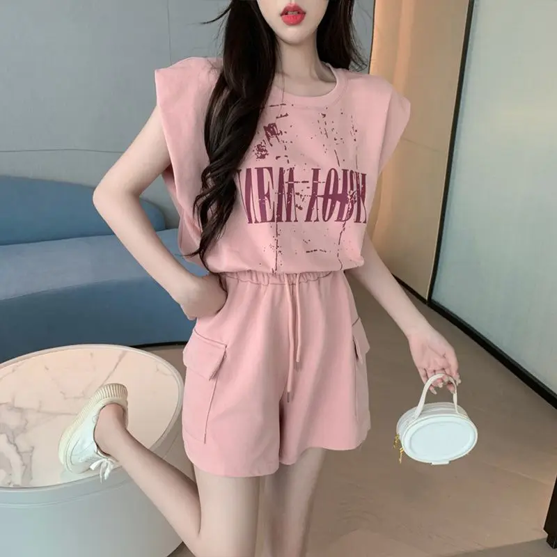 Summer Fashion Workwear Shorts Set Casual Running Loose Two-Piece Set New 2026 round Neck Short Sleeve Student School Uniform... view 5