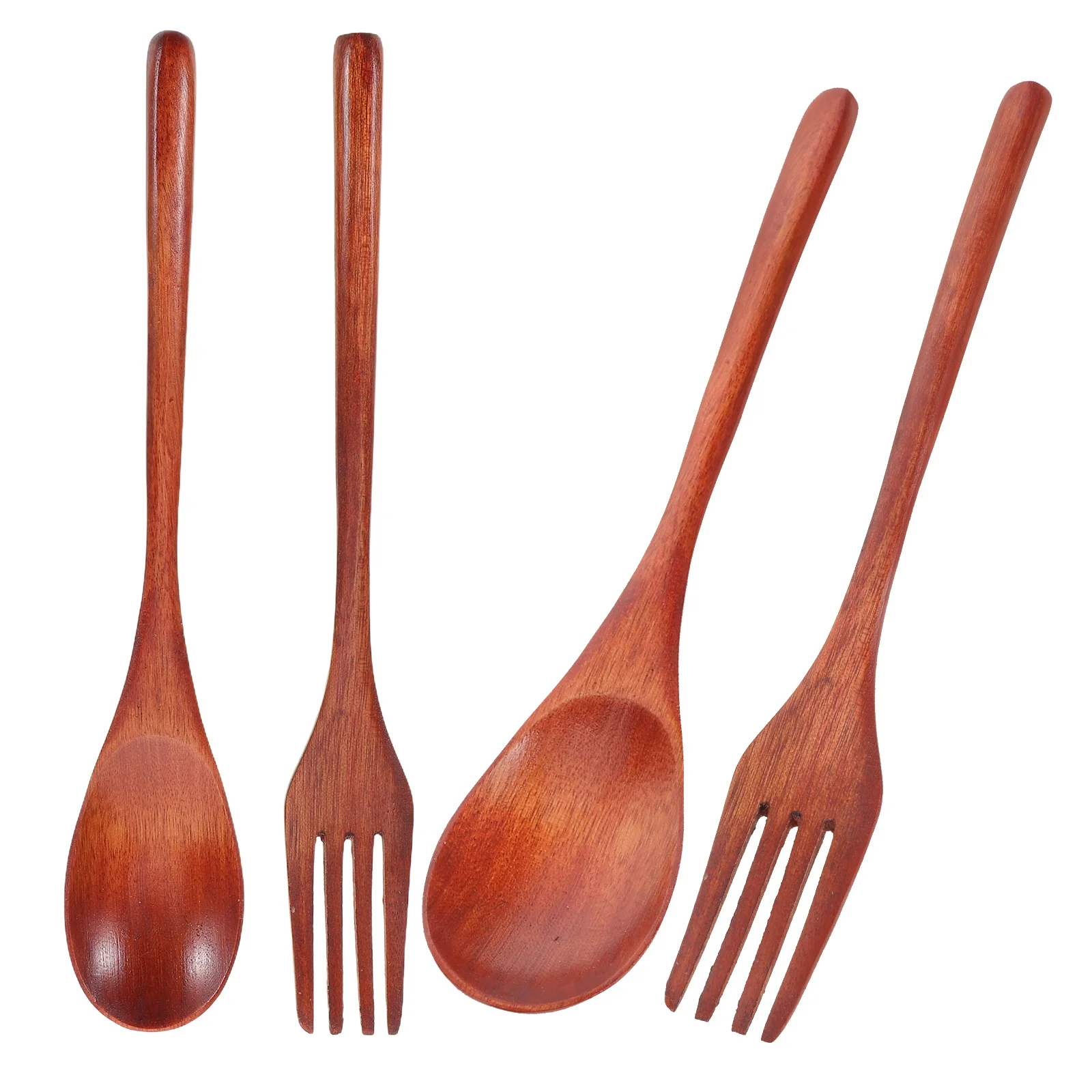 

4Pcs Japanese Style Wood Spoon Fork Set Portable Reusable Cutlery for Camping Picnics Kitchen Dining Wooden Spoons Forks Set