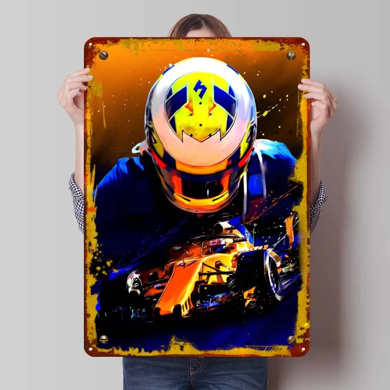 Lando Norris Formula One Blaszany Znak Sportowy Plakat Dekoracje Domowe Niestandardowe Metalowe Znaki do Dekoracji Ściennych Retro Tabliczki