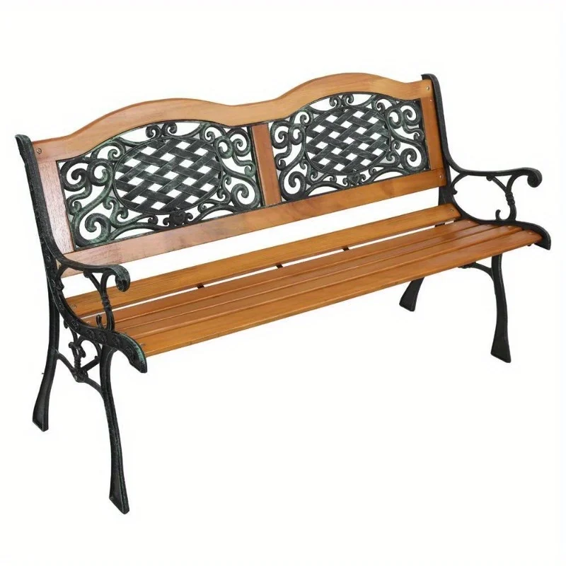 

50" Patio Porch Garden Bench Cast Iron Outdoor Chair Love Seats Park Benches