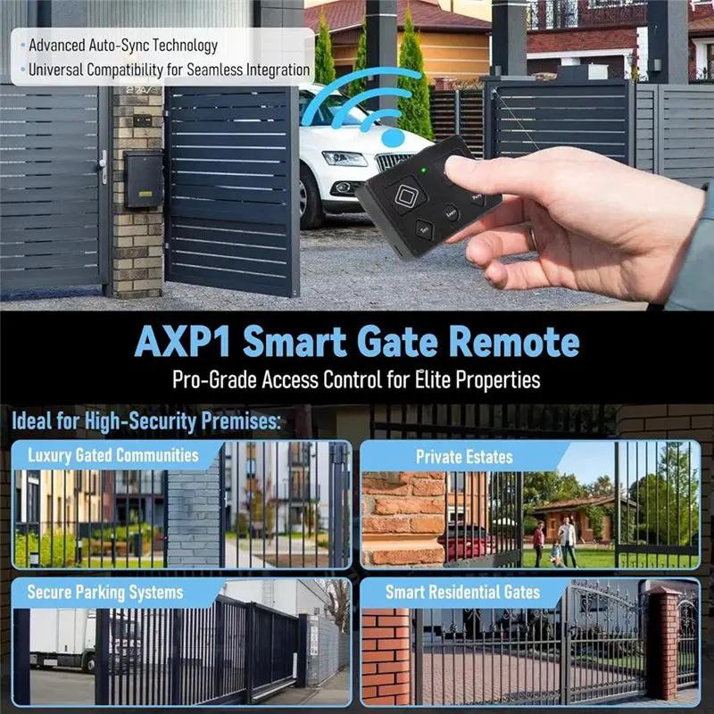 5-Button Remote Transmitter for Ghost Controls, AXS1/AXP1 Replacement for Ghost Gate Opener, Automatic Gate Opener Remote