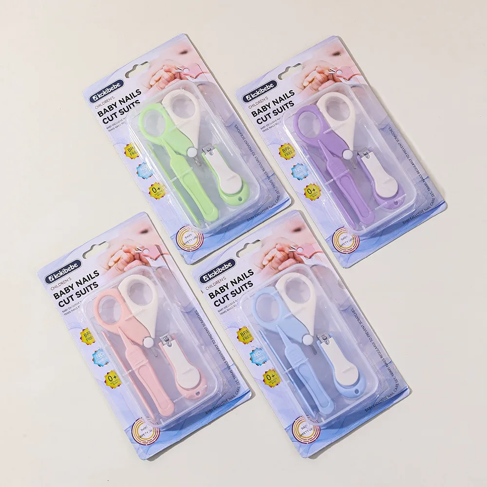 4 in 1 Baby Nail Care Set Newborn Nail Clipper Scissors File Tweezers with Safety Case Infant Grooming Kit