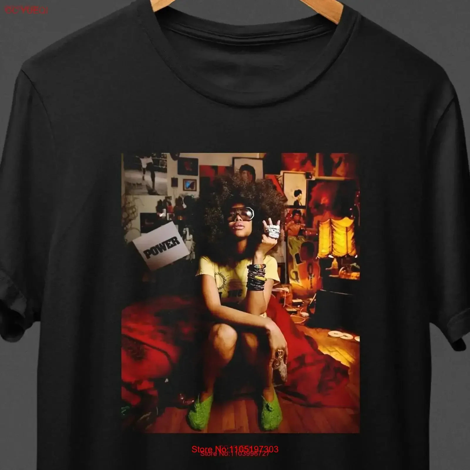 Erykah badu power 90's T Shirt vintage Washed designer clothes Versatile Top For Everyday Wear streetwear Unisex Slightly