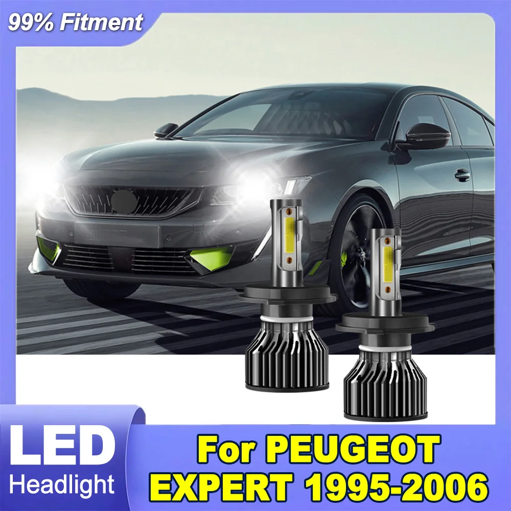 

2X Car LED Headlight 6000K White H4 High Low Beam Headlamp 30000LM 300W For PEUGEOT EXPERT 1995-2006 Plug and Play Car Light
