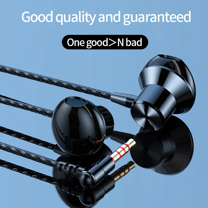 EARDECO 3.5MM Wired Headphones L Curved Plug Earbuds wired Earphone Inear Headphones Noise Canceling Headphone Headset for Phone