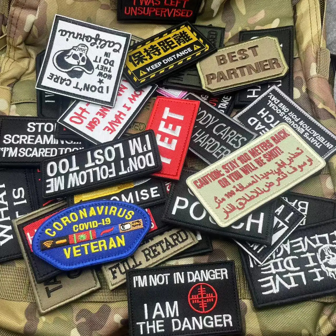 English inspirational quotes Embroidery Cloth Hook&Loop Patches Backpack Tactical Morale Badge Applique For Jacket Jeans bag