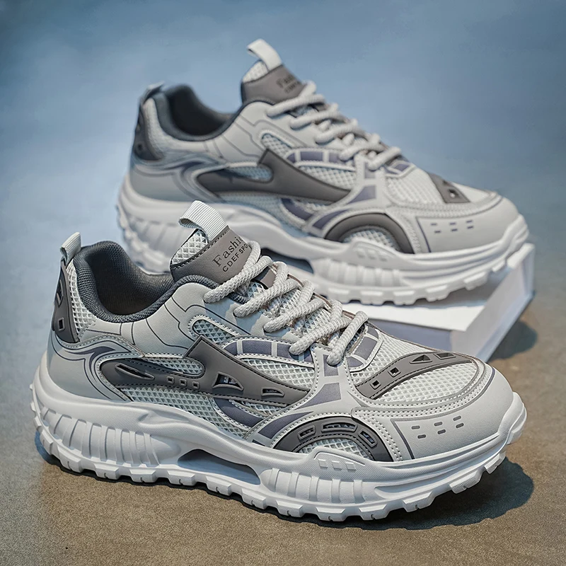 Fashion Chunky Sneakers for Men Solid Colour 2026 New Man Casual Shoe Outdoor Anti Skid Male Vulcanize Shoes Tennis Thick Sole 7
