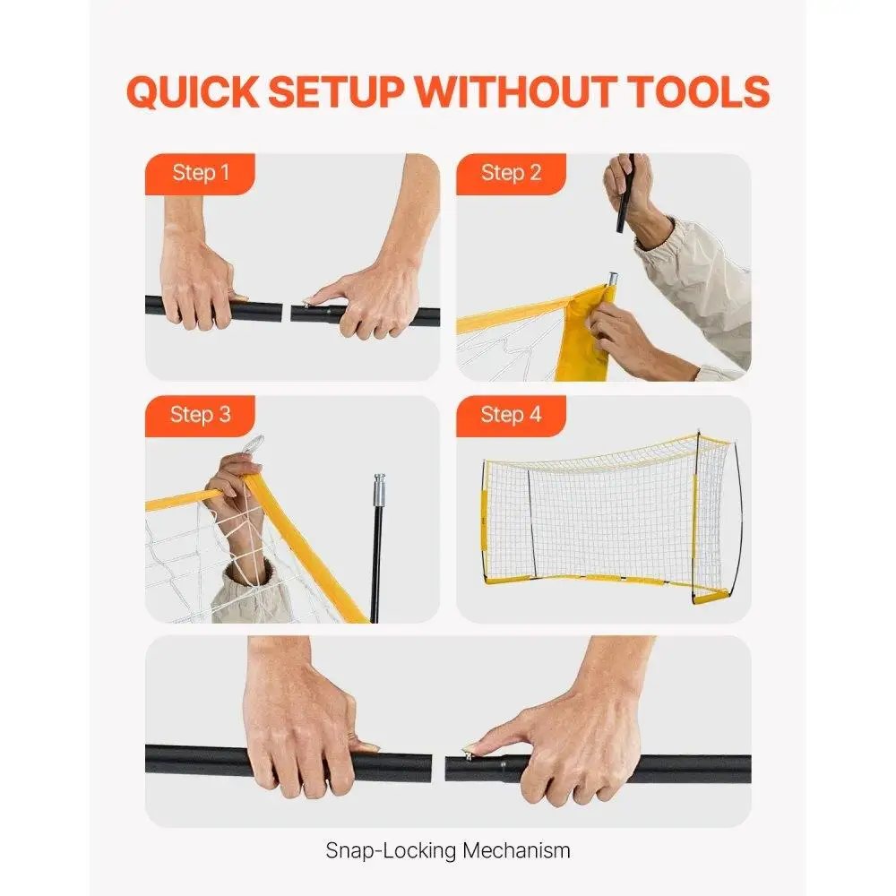 Portable Kids Soccer Goal Net Set 12ft x 6ft with Yellow Carry Bag Backyard Soccer Fun for Children's Sports Equipment