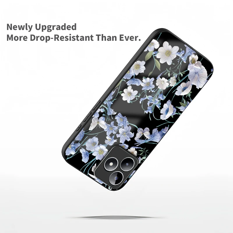 زهرة جراب هاتف ل ممن لهم Realme C33 C30 C25Y C55 C53 C51 C35 C21Y C20A C12 C15 C11 للصدمات الزجاج المقسى الغطاء الخلفي