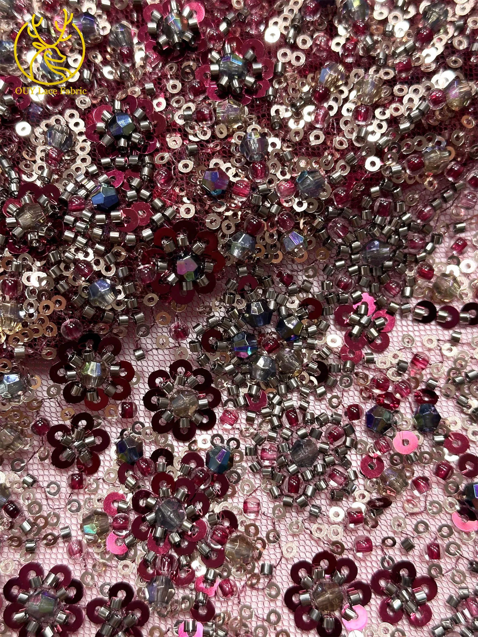 Eleganter und wunderschöner afrikanischer Perlen-Spitzenstoff 2026 Hochwertiger französischer Pailletten-Spitzenstoff für Damen-Abendkleider – Detail 30