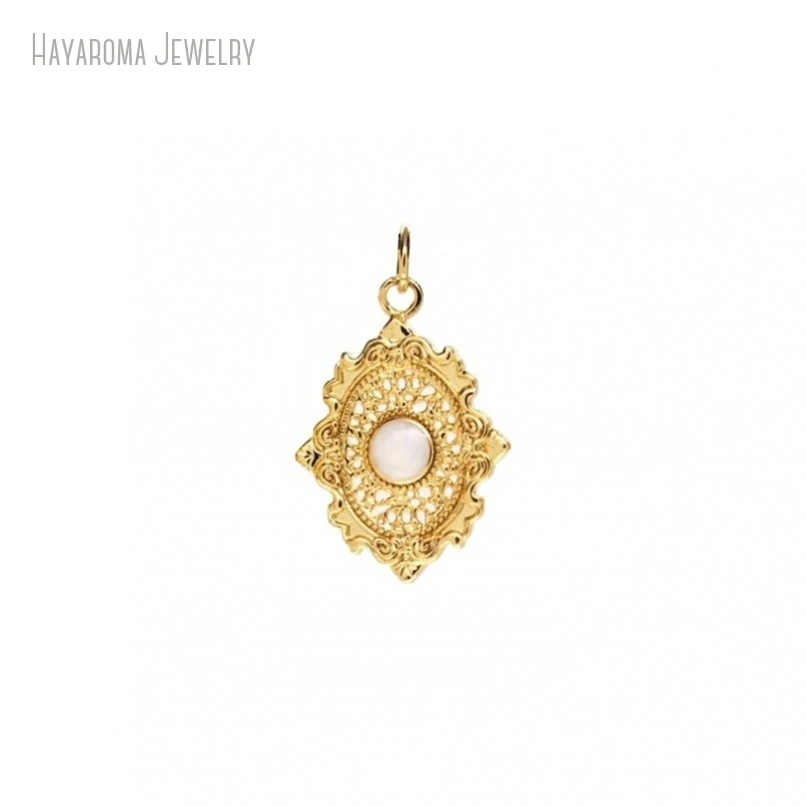 

2Pcs Gold Color Pendant White Enamel Wholesale Copper Metal Geometric Oval Jewelry Charms PM47355