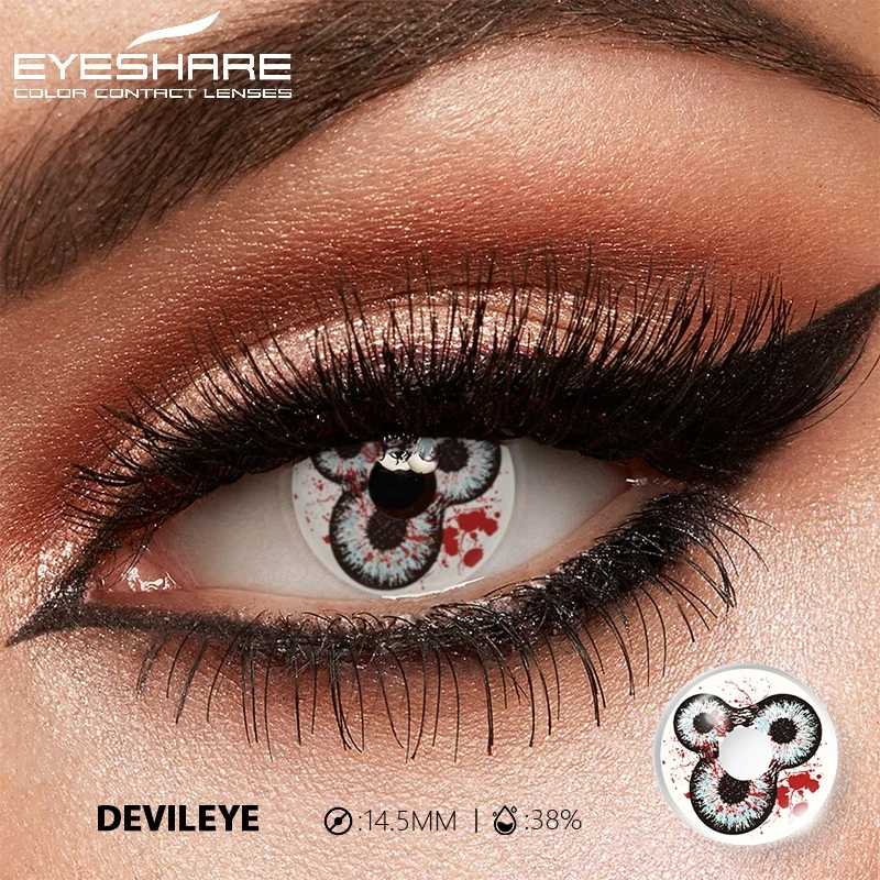 EYESHARE 1 Paar weiße farbige Kontaktlinsen für Cosplay, rote Kontaktlinsen, Anime-schwarze Augenlinsen, Halloween-Schönheits-Make-up-Linsen – Detail 32