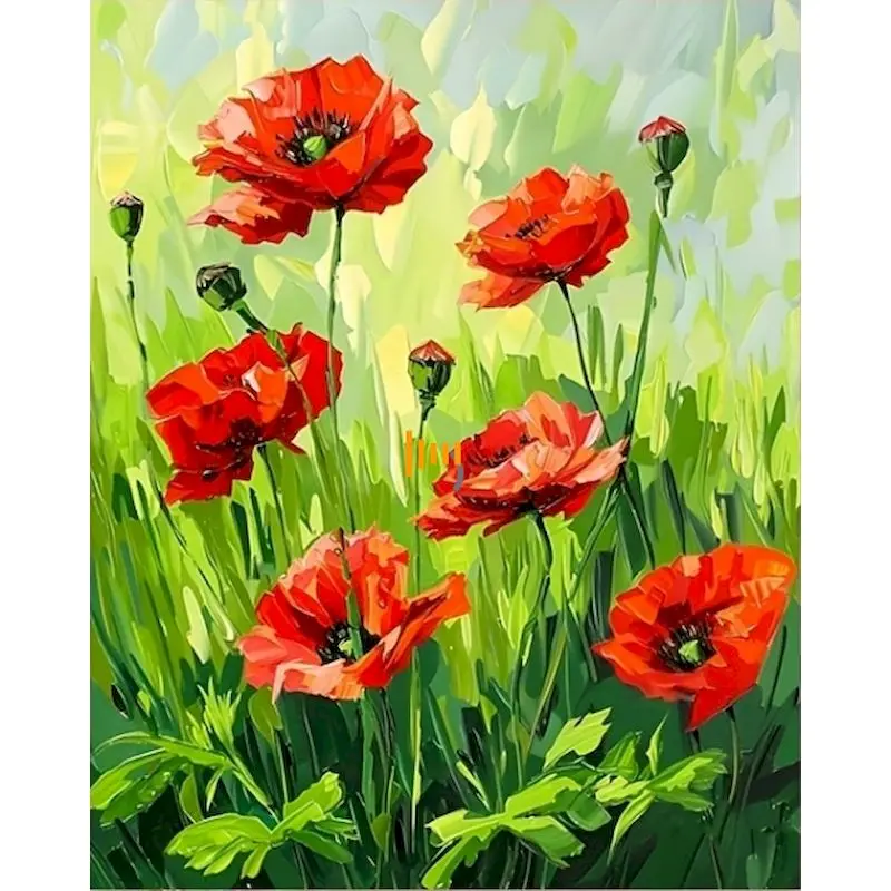 

GATYZTORY Coloring By Number Red Flower DIY Room Wall Art Painting By Number Home Decoration Gift 60x75cm For Adults