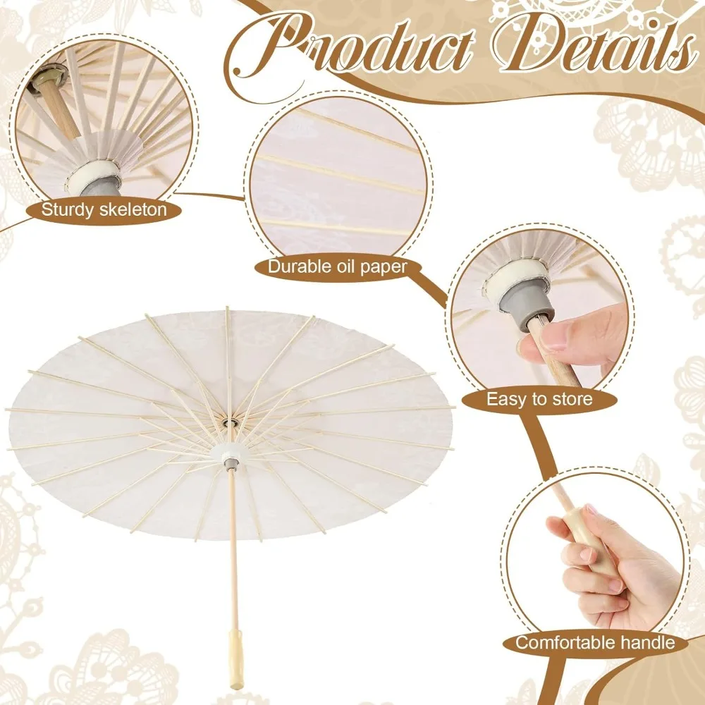 مظلات ورقية على الطراز العتيق للبيع بالجملة لحفلات الزفاف، مظلات شمسية مزخرفة يابانية صينية مقاس 23.6 بوصة لحفلات الزفاف وT #3