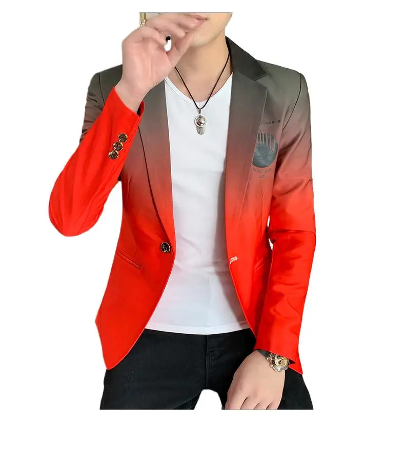 

пиджак мужской градиентный пиджак мужской готический халат новый Masculino корейский тонкий повседневный мужской пиджак пальто роскошный костюм для мужчин