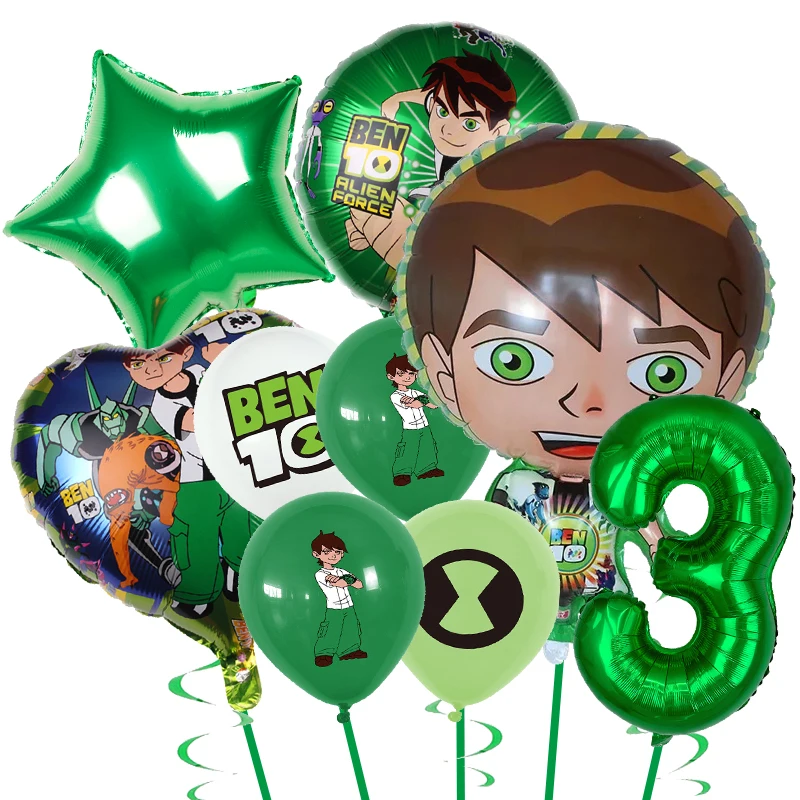 Ben Boy Balloons Cartoon Movie BEN10 Green Foil Balloons Happy Birthday Party Decorations Supplies Game Kids Favors Globlos