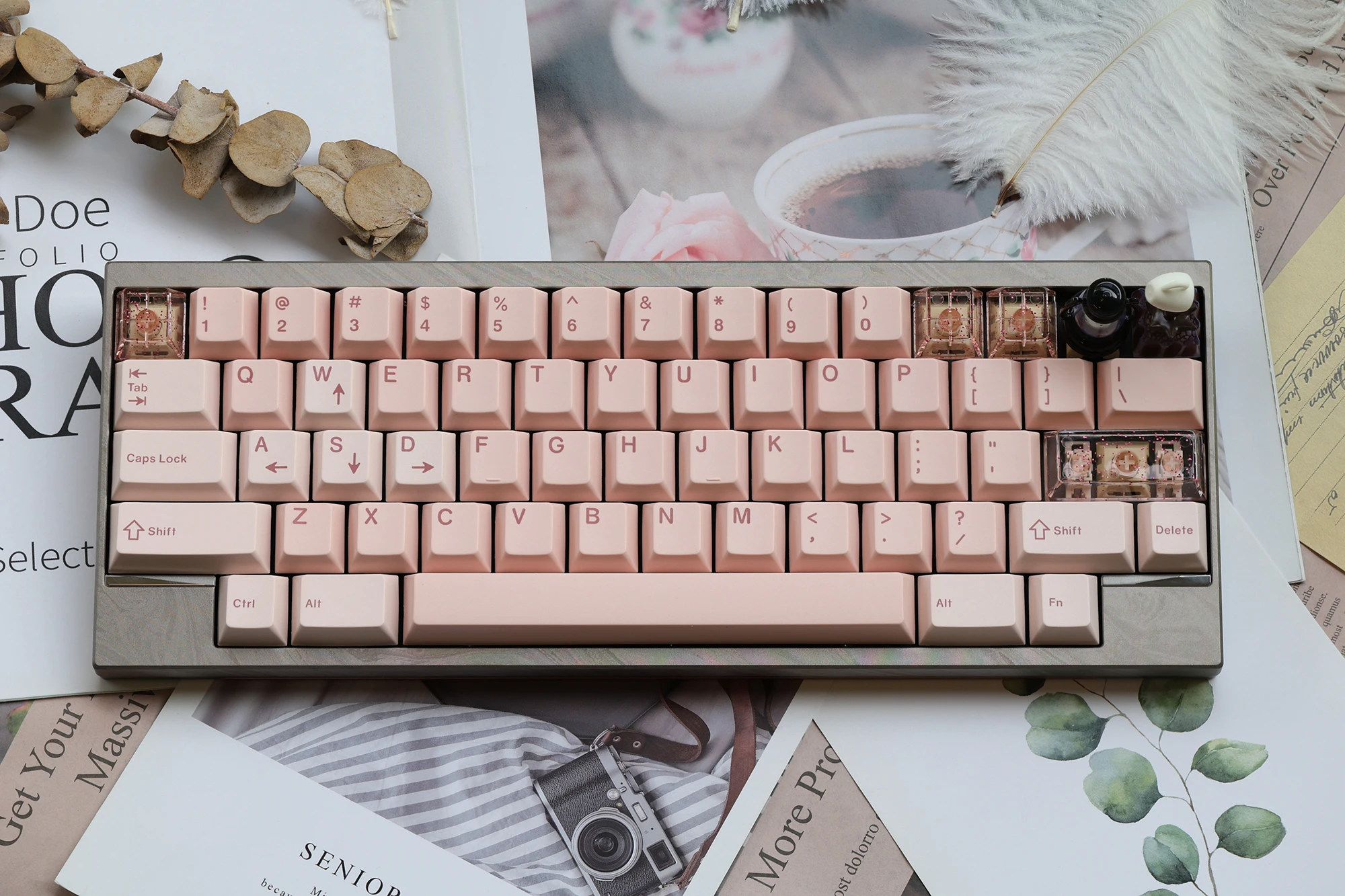 

JKDKeys Pink PBT Cherry MX Dye-Sub Keycaps Cherry Profile for 68/75/84/87/980 Keys Custom Mechanical Keyboard