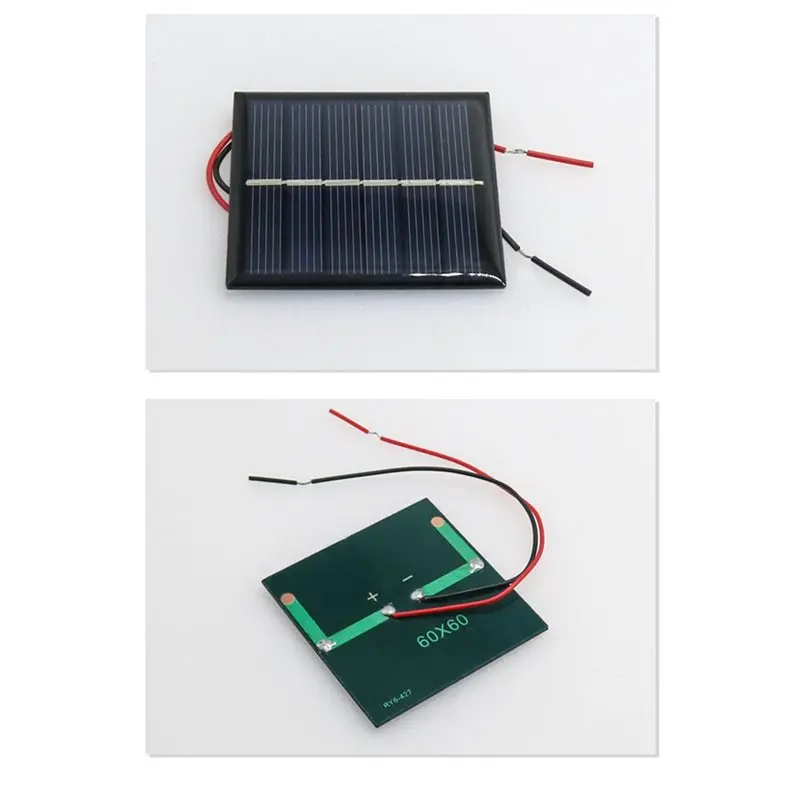 PHILE-Photovoltaic Solar Cells 5Pcs 2-3V 100Ma Micro Solar Board With Wires Epoxy Plate DIY Projects 60Mm X 60Mm