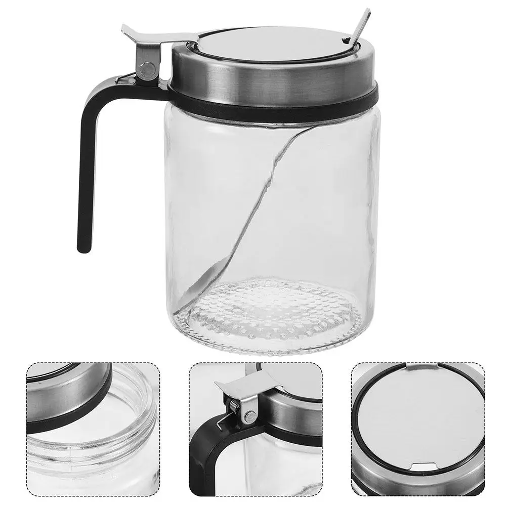 Glass Seasoning Jars Stainless Steel Lid Spoon Condiment Organizer Kitchen Spice Storage Containers Seasoning Jars Set