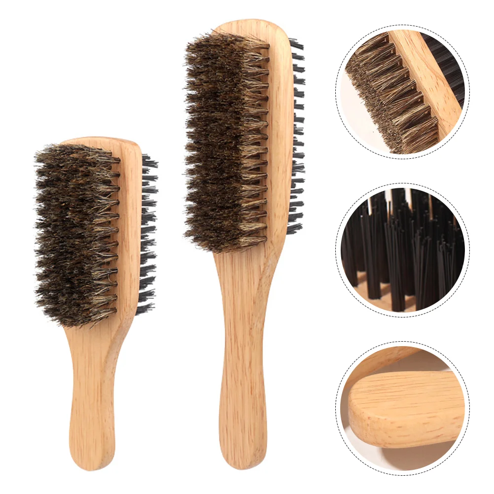 2 Pcs Bristle Double-sided Brush Hair Dryer for Men Bore Brushes Women Boar Shaving Cream Hairbrush Thin Travel Thinning