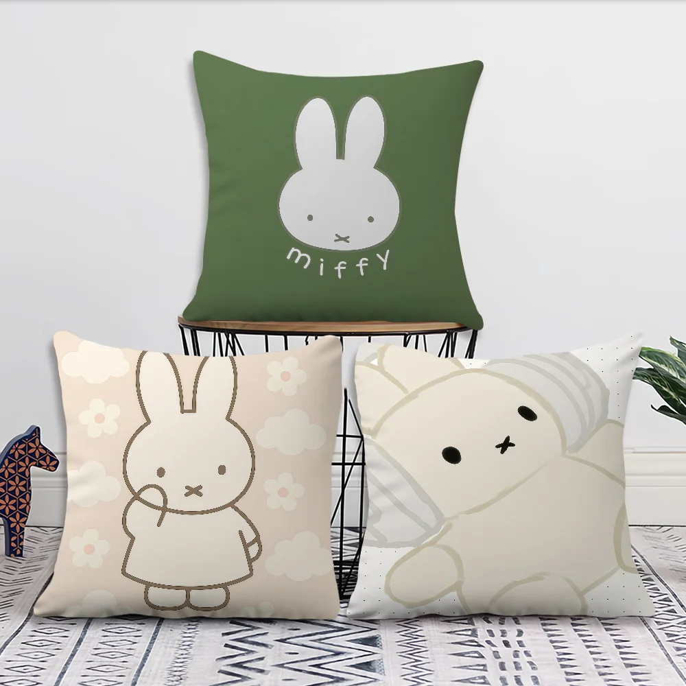 M-Miffy Kawaii Cushion Cover for Pillow Printing Sofa Decoration Home Car Room Coffee Shop Office Nordic Simplicity