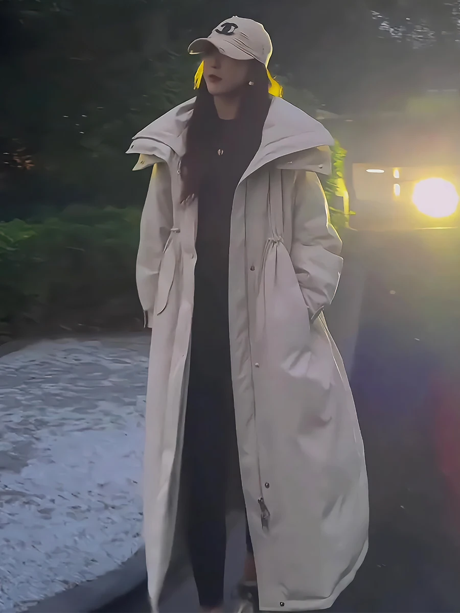 Donna Thiened White Du down Puffer Jaet Inverno Nuovo arrivo Cappotto lungo Con cappuccio Pendolarismo Sle Lungo Lunghezza Capispalla alla moda
