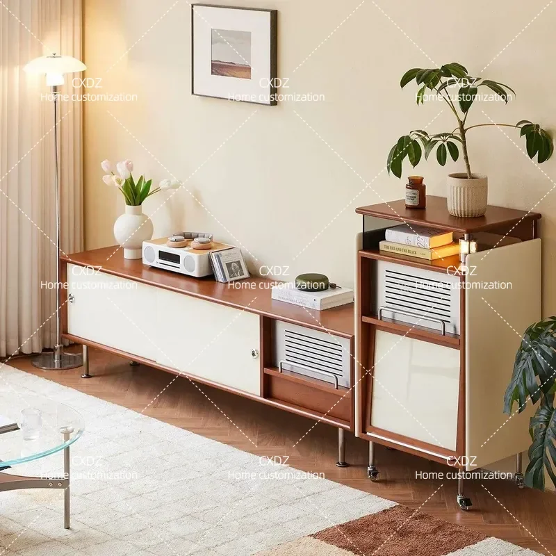 Retro Solid Wood TV Cabinet Storage Locker Living Room Bauhaus Floor Sofa Side Cabinet Mobile Cabinet