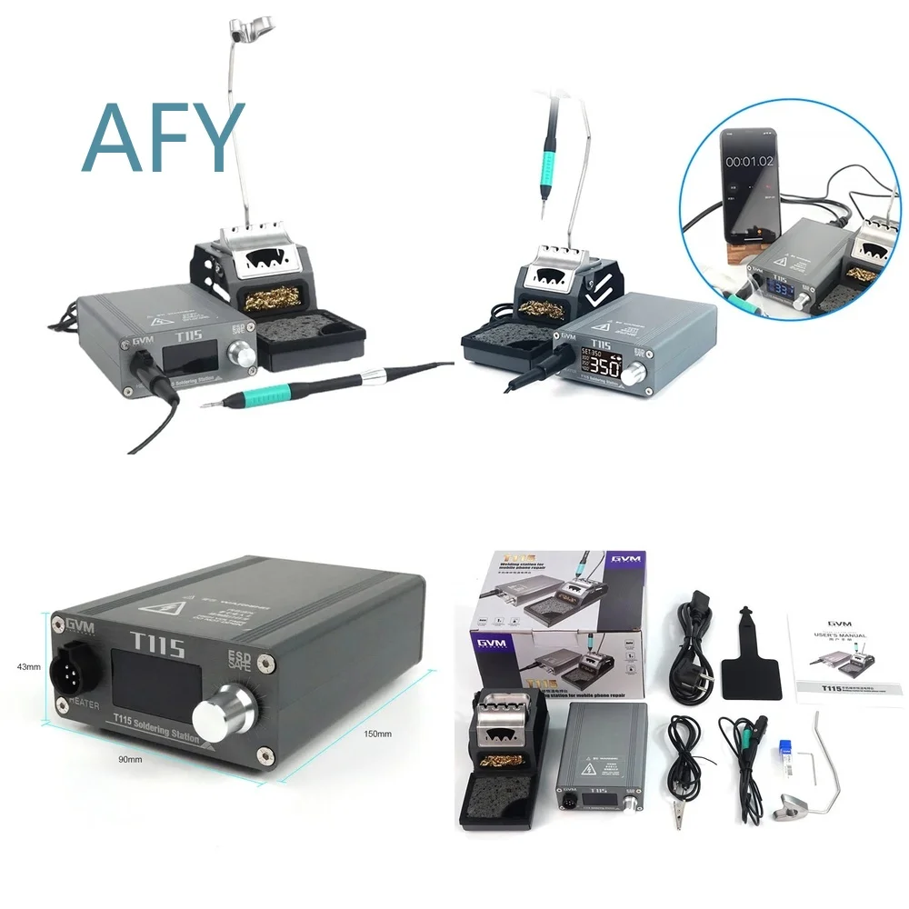 45W SMD PCB Soldering Station for Mobile Phone Repair with Auto Sleep Function Fine Tip Precision Welding Tool for GVM T115