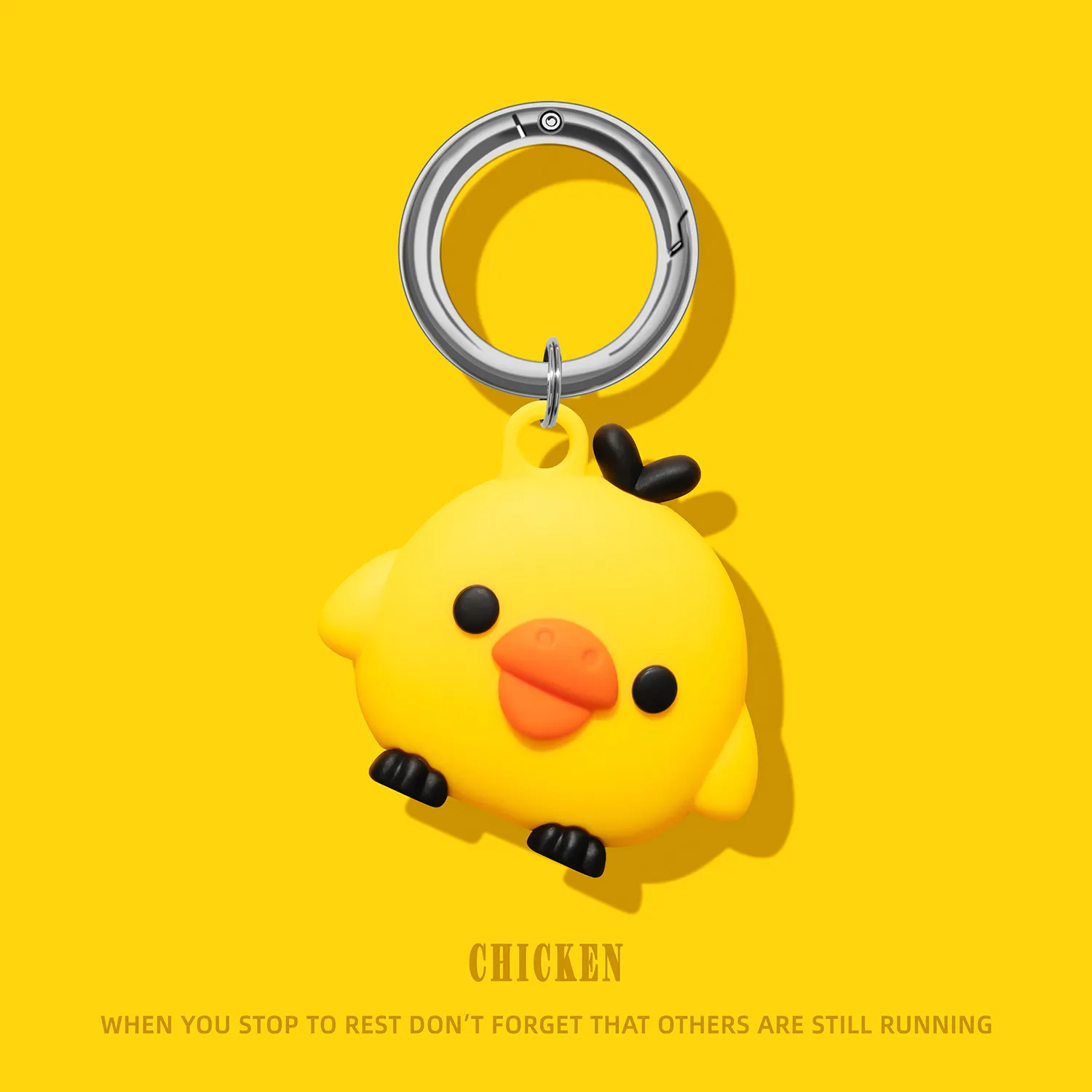 For Airtag 2 Yellow Nostriled Chicken Silicone Case Cover Silicone For AirTag Case Keychain Cartoon Key Ring Holder