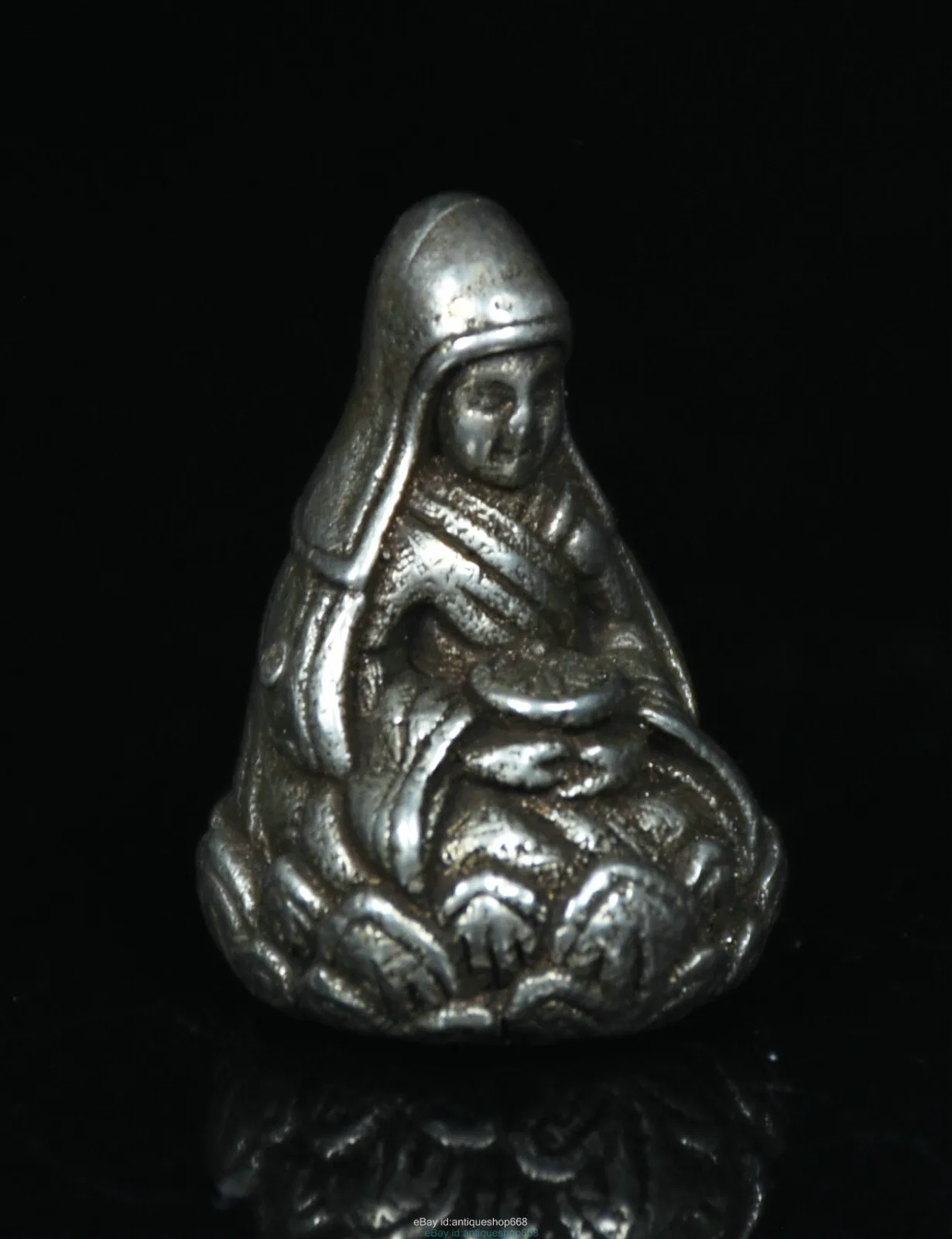 3 سنتيمتر نادر القديمة التبتية الفضة البوذية تسونغخابا جورو لاما بوذا النحت