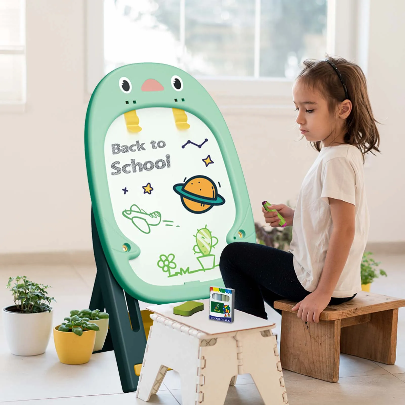 Art Easel For Kids Standing Easel With Magnetic Drawing Board Adjustable Art Table With Stands For Children And Toddlers