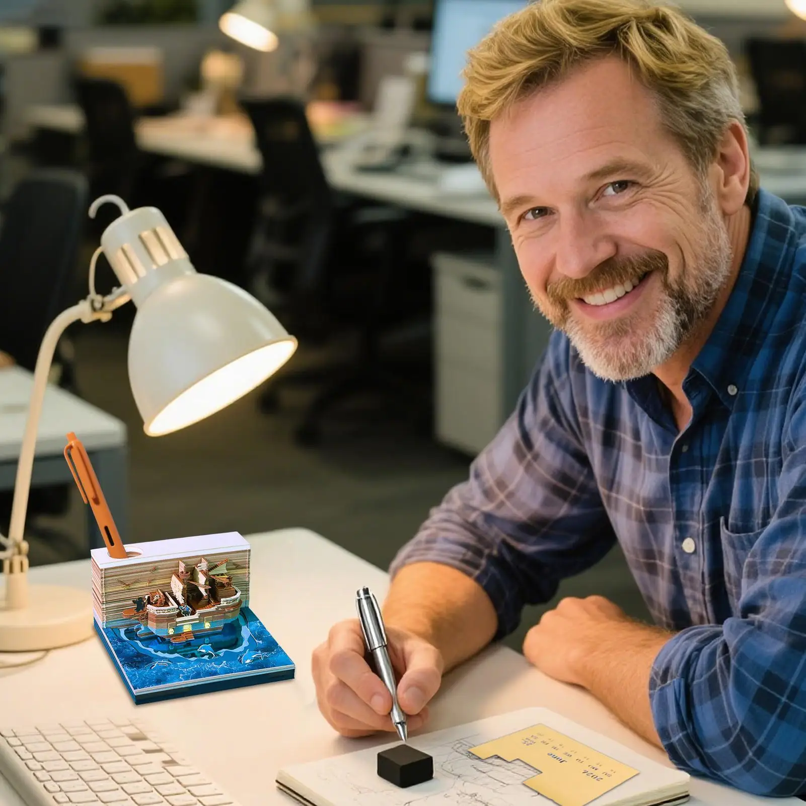 

Пиратский корабль 2026 3D стереоскопический календарь отрывной 3D бумажный календарь 3D резьба по бумаге художественный блокнот календарь орнамент