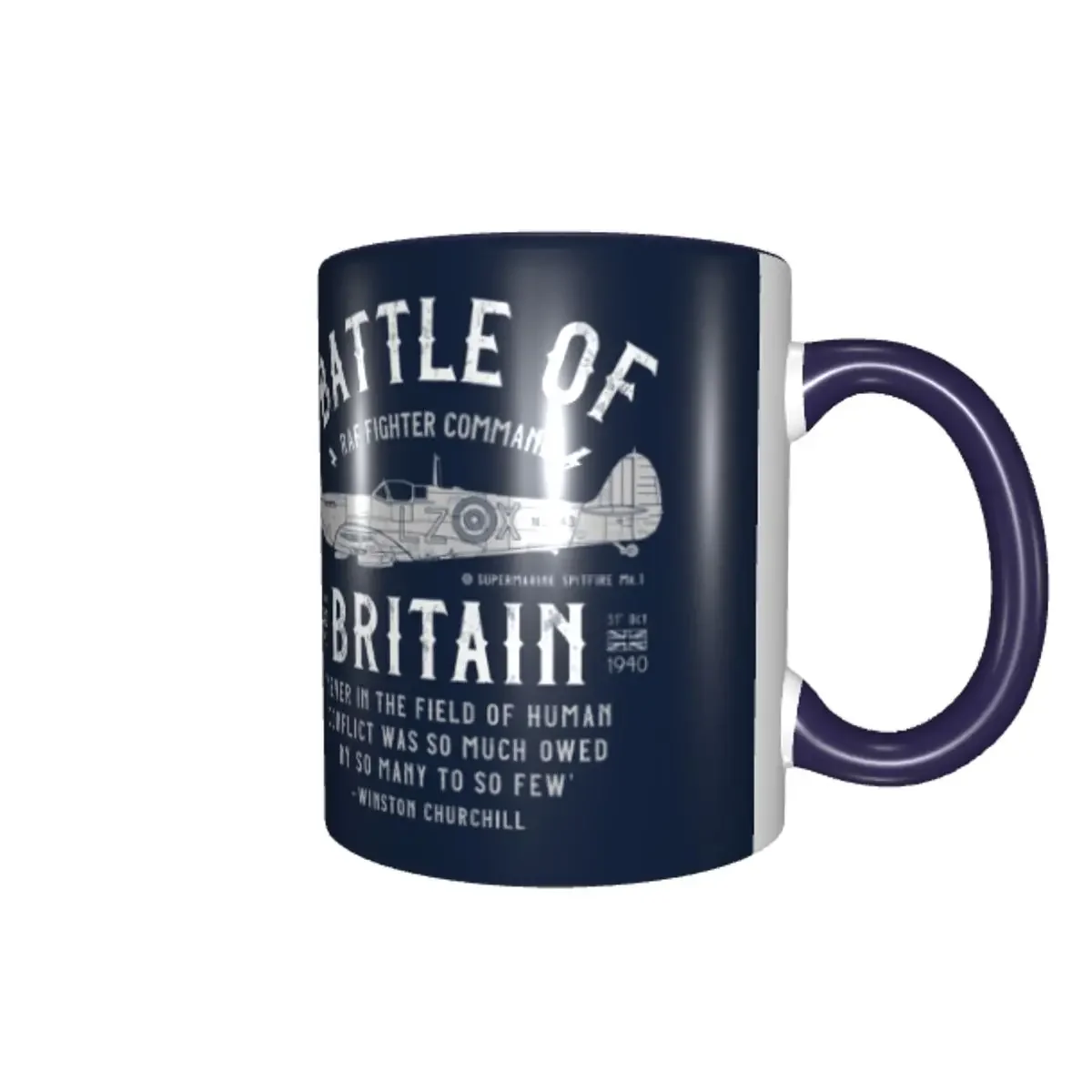 Customized Battle Of Britain Coffee Mugs DIY Supermarine Spitfire Fighter Pilot Aircraft Airplane Ceramic Milk Tea Mug