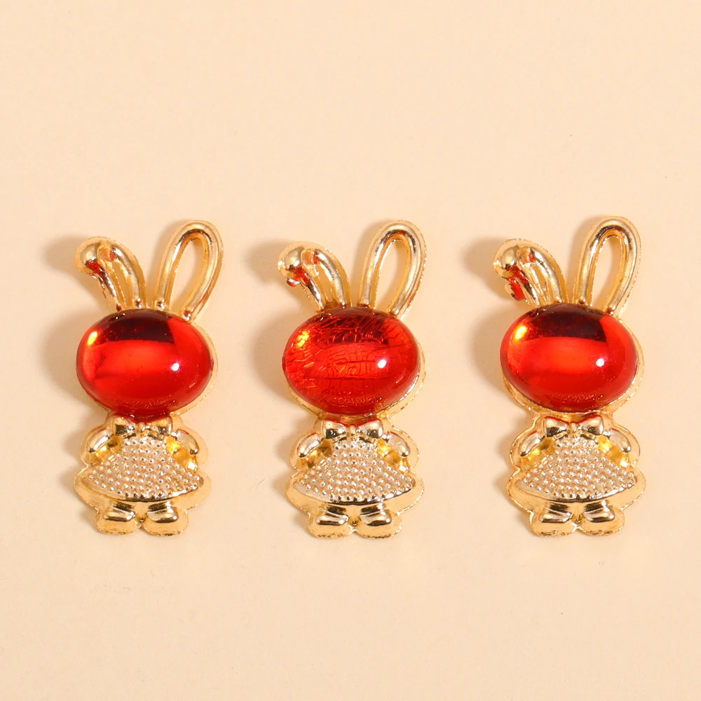 10Pcs Mode Bunte Kristall Kaninchen Anhänger Für Frauen Schmuck Machen DIY Tiere Charms Halskette Schlüsselbund Handwerk Liefert – Detail 4