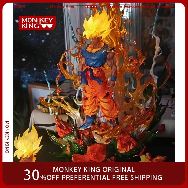 Figura de Dragon Ball de 60cm, Super Saiyan Son Goku, modelo de Anime de alta gama, sistema de colección de resina, adornos de escritorio, juguetes de regalo de vacaciones