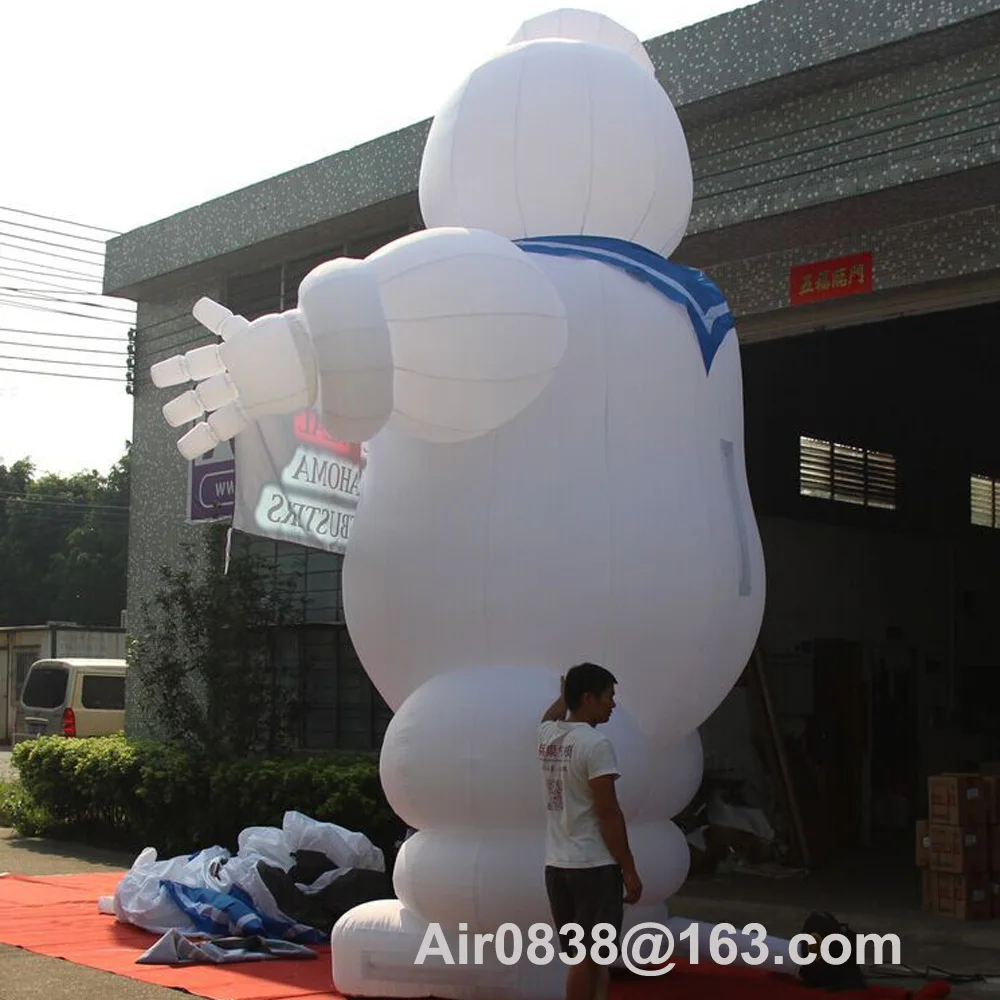 High Quality Giant Inflatable Stay Puft Marshmallow Man With LED Lights & Banners For Halloween Decoration Outdoor Advertising