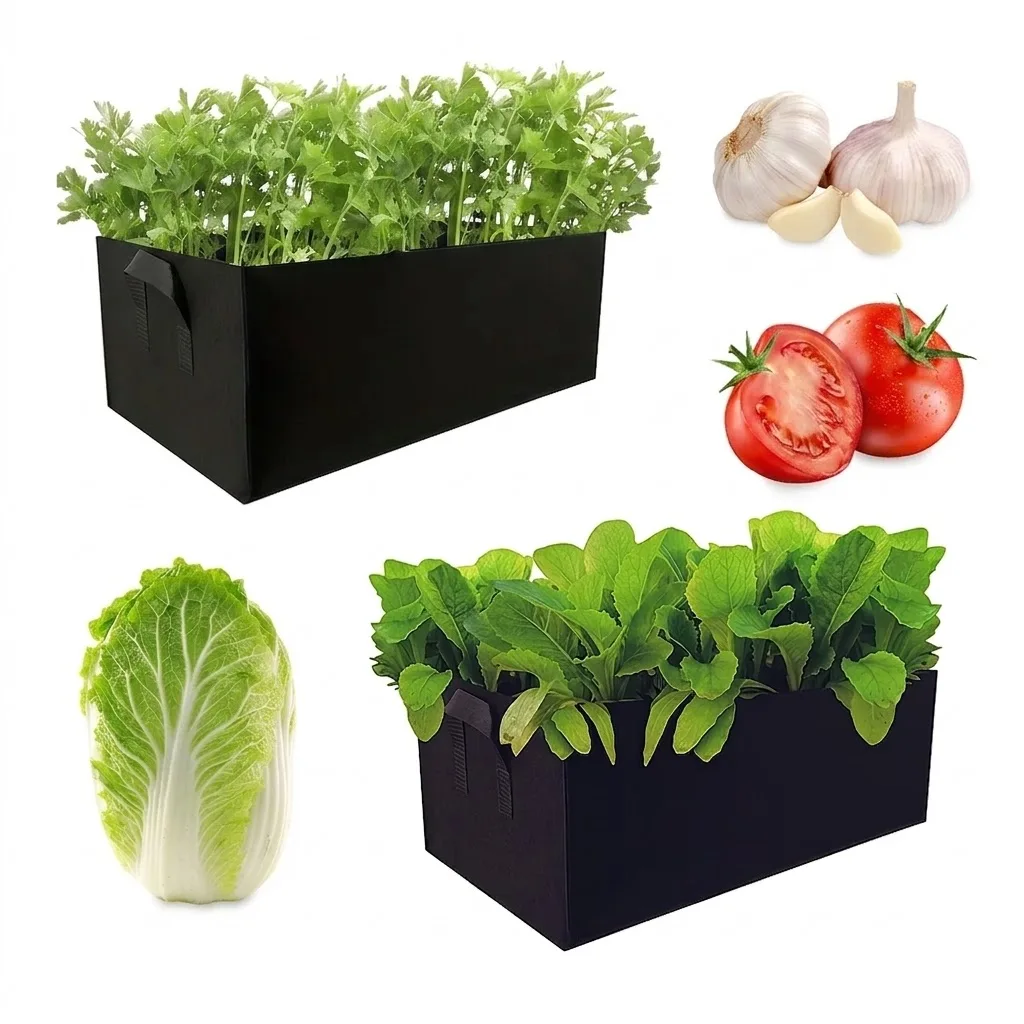 Square Felt Growing Bucket Plant Growth Bag Multi-Functional Vegetable Plant Non-Woven Felt Growing Bag Outdoor Use