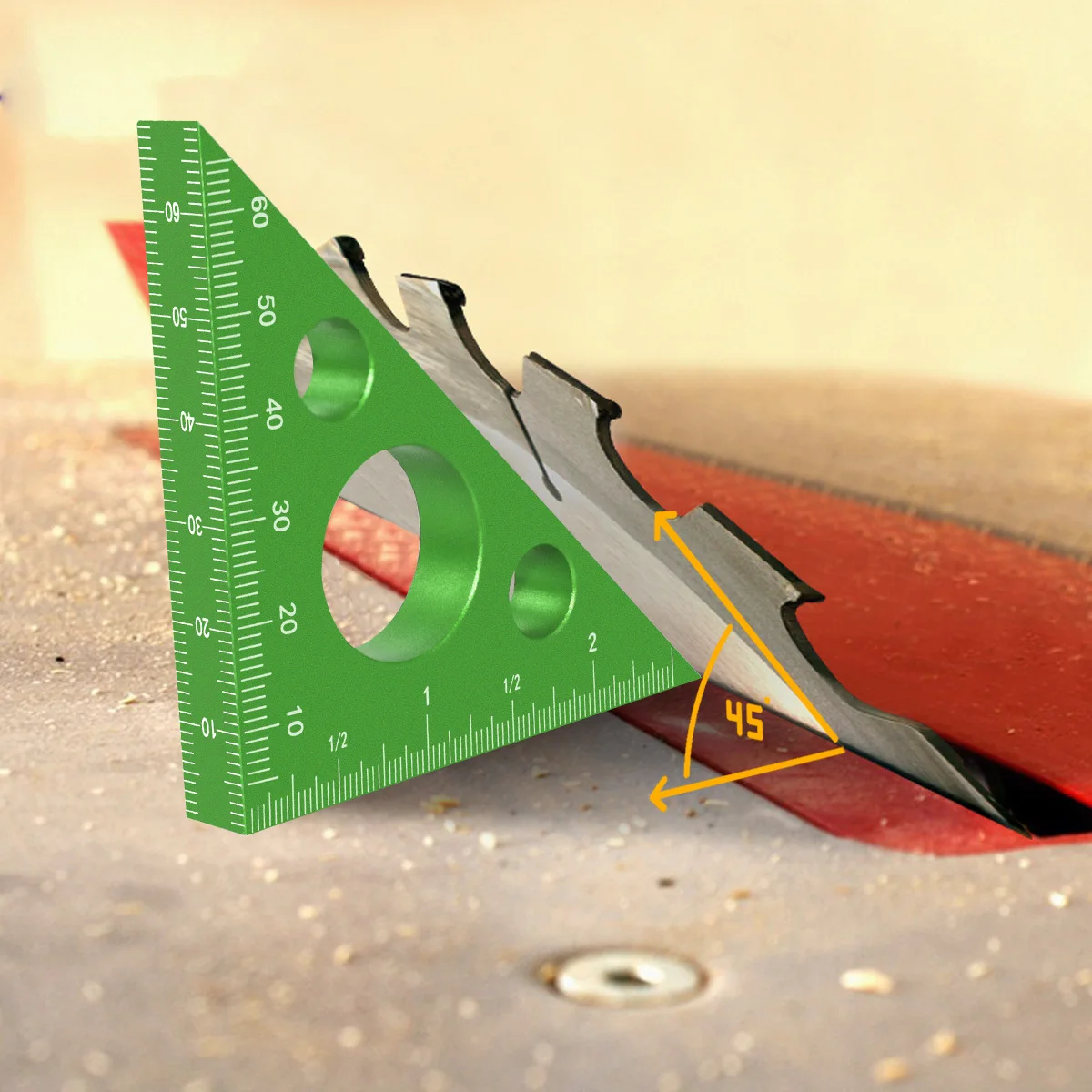 45/90 Degree Aluminum Alloy Triangle Ruler, Metric Imperial Dual Scale Woodworking Carpenter Square Measuring Tool